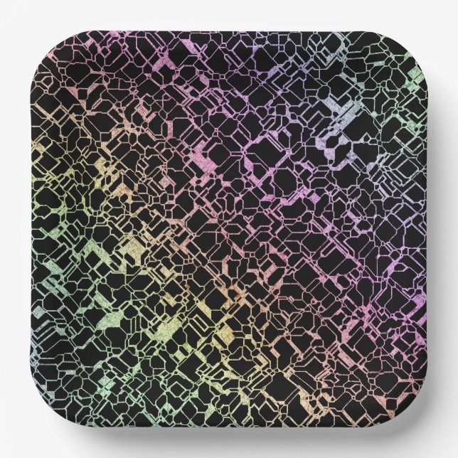 Plato De Papel techno rainbo : (Anverso)