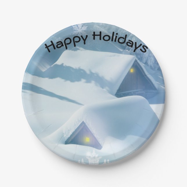 Plato De Papel Techo de nieve en un bosque (Anverso)