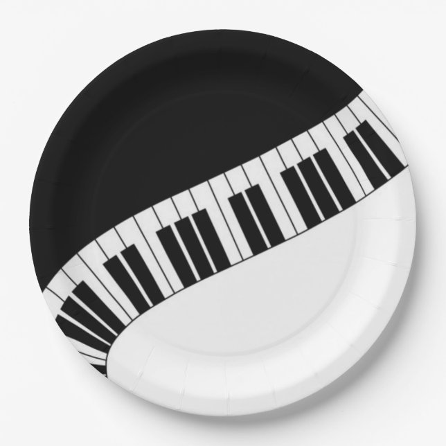 Plato De Papel Teclas de piano curvadas onduladas (Anverso)