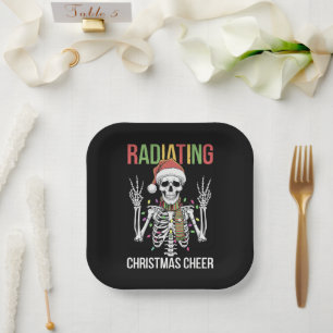 Plato De Papel Técnico de rayos X de esqueleto de Santa Navidad r
