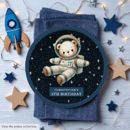 Plato De Papel Teddy Astronauta Boy Birthday Party Placa de papel