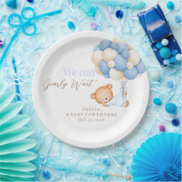 Plato De Papel Teddy Baby Boy Shower
