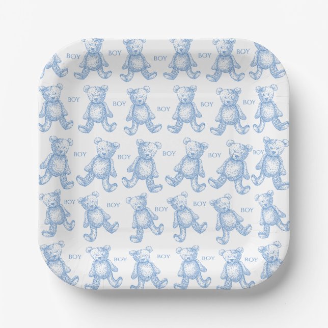 Plato De Papel Teddy baby shower paper plates (Anverso)