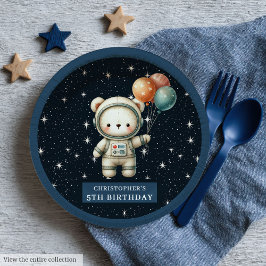 Plato De Papel Teddy Bear Astronauta Ducha Placas Papel para bebé