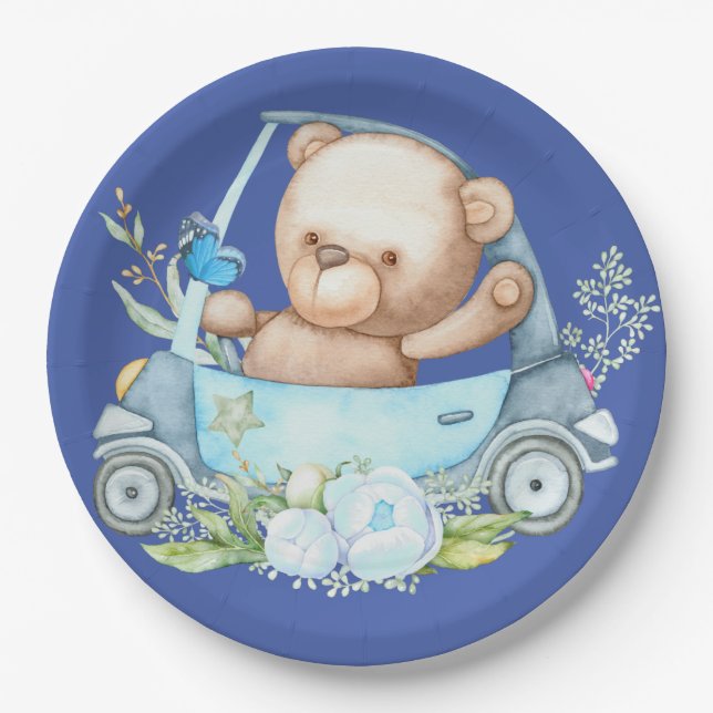 Plato De Papel Teddy Bear Baby Bear Baby Shower (Anverso)