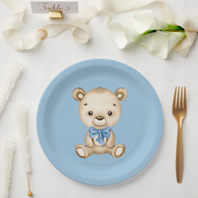 Plato De Papel Teddy Bear Baby Boy Baby Shower (Boda)