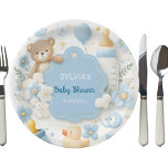 Plato De Papel Teddy Bear Baby Boy Shower<br><div class="desc">Presentamos las "Placas de papel de Fiesta de papel Teddy Bear Baby Boy", una armoniosa mezcla de elegancia y alegría, perfecta para un fiesta acogedor para un niño de recién nacido en el mundo. Esta invitación está diseñada con suaves tonos azules y blancos, que simbolizan la tranquilidad y la pureza,...</div>