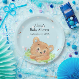 Plato De Papel Teddy Bear Baby Boy Tema