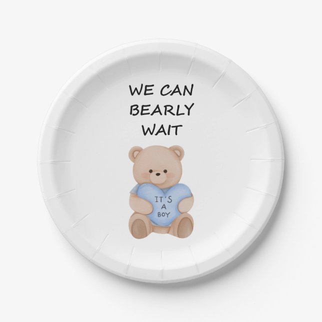 Plato De Papel Teddy Bear Baby Shower (Anverso)