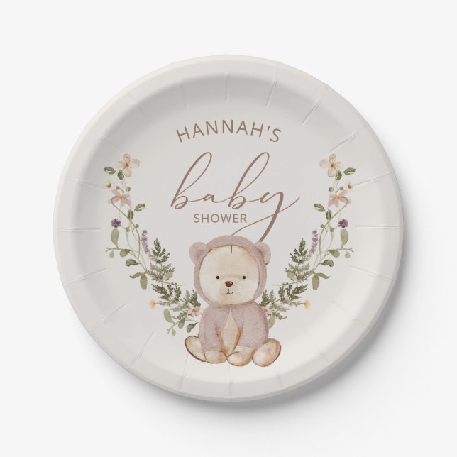 Plato De Papel Teddy Bear Baby Shower (Anverso)