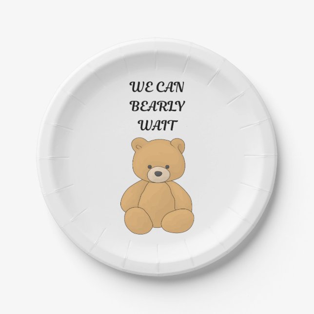 Plato De Papel Teddy Bear Baby Shower (Anverso)