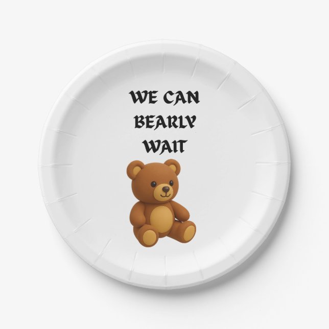 Plato De Papel Teddy Bear Baby Shower (Anverso)