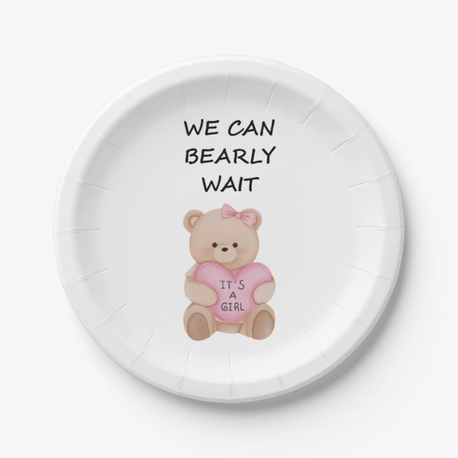 Plato De Papel Teddy Bear Baby Shower (Anverso)