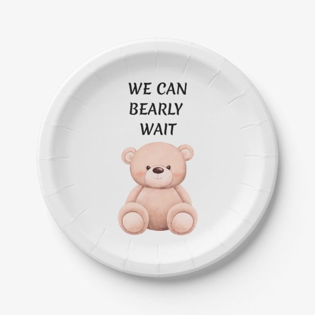 Plato De Papel Teddy Bear Baby Shower (Anverso)
