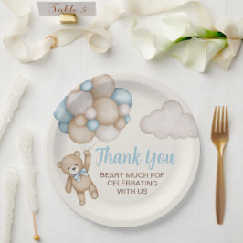 Plato De Papel Teddy Bear Baby Shower Boy