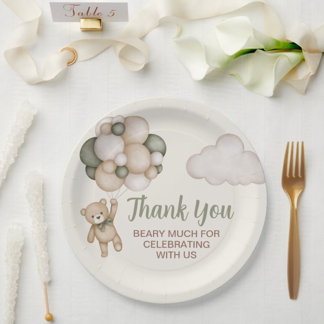 Plato De Papel Teddy Bear Baby Shower Boy (Boda)