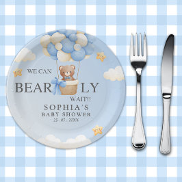 Plato De Papel Teddy Bear Baby shower boy Decoration