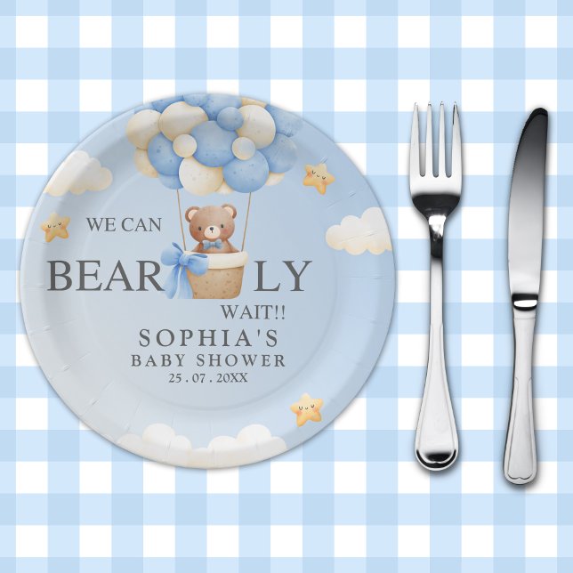 Plato De Papel Teddy Bear Baby shower boy Decoration (Subido por el creador)