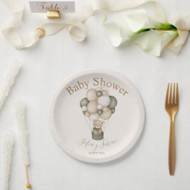 Plato De Papel Teddy Bear Baby Shower Boy español