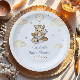 Plato De Papel Teddy Bear Balloon Boy Bearly Wait Baby Shower