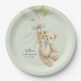 Plato De Papel Teddy Bear Balloons Baby Shower Paper Plates