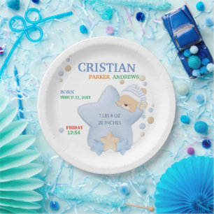Plato De Papel Teddy Bear Bear Bebé Bebé Estaciones De Nacimien