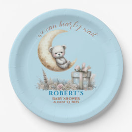 Plato De Papel Teddy Bear Boy We Can Bearly Wait Paper Plate