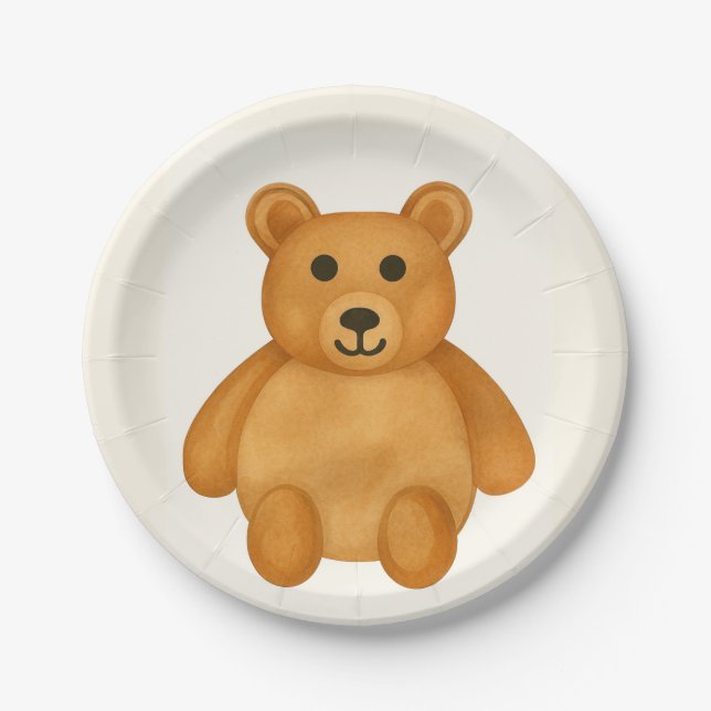 Plato De Papel Teddy Bear clásico (Anverso)
