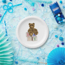 Teddy Bear con Blocks Baby Shower