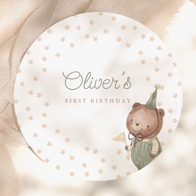 Plato De Papel Teddy Bear First Birday Party (Subido por el creador)