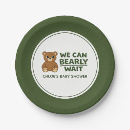 Plato De Papel Teddy Bear Gender Neutral Minimalist Baby Shower
