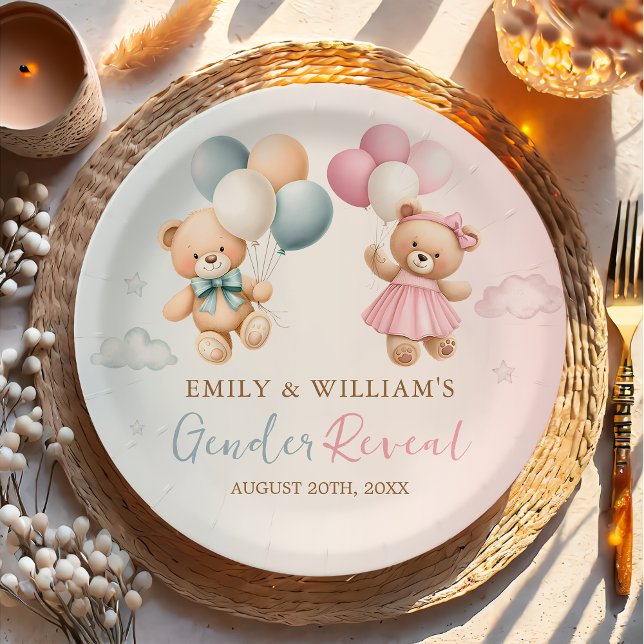 Plato De Papel Teddy Bear Gender Reveal Plate (Subido por el creador)