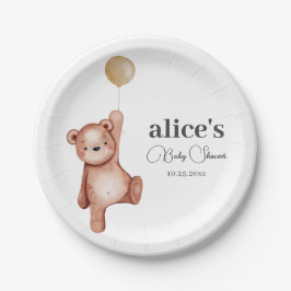 Plato De Papel Teddy Bear Género Placas de papel Baby Shower neut