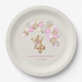 Plato De Papel Teddy Bear Girl Baby Shower