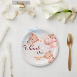Plato De Papel Teddy Bear Gracias Baby Shower
