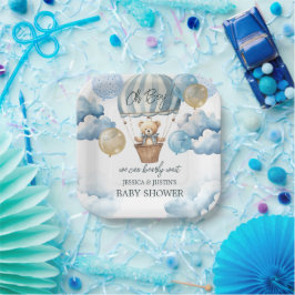 Plato De Papel Teddy Bear Hot Air Balloon Baby Shower