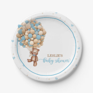 Plato De Papel Teddy Bear Hot Air Balloon Baby Shower Personaliza