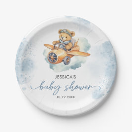 Plato De Papel Teddy Bear Pastel Baby Shower Boy