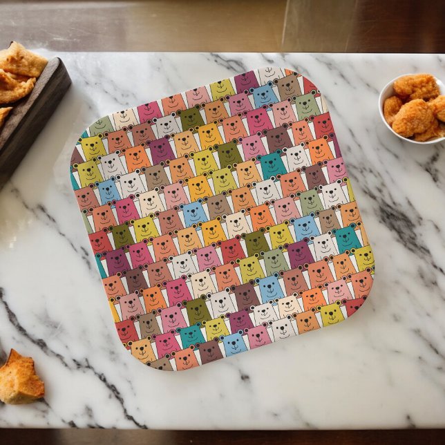 Plato De Papel Teddy Bear Personalizado (wild animal bear,birthday,wedding,baby shower,special occasion event paper plate party supplies)