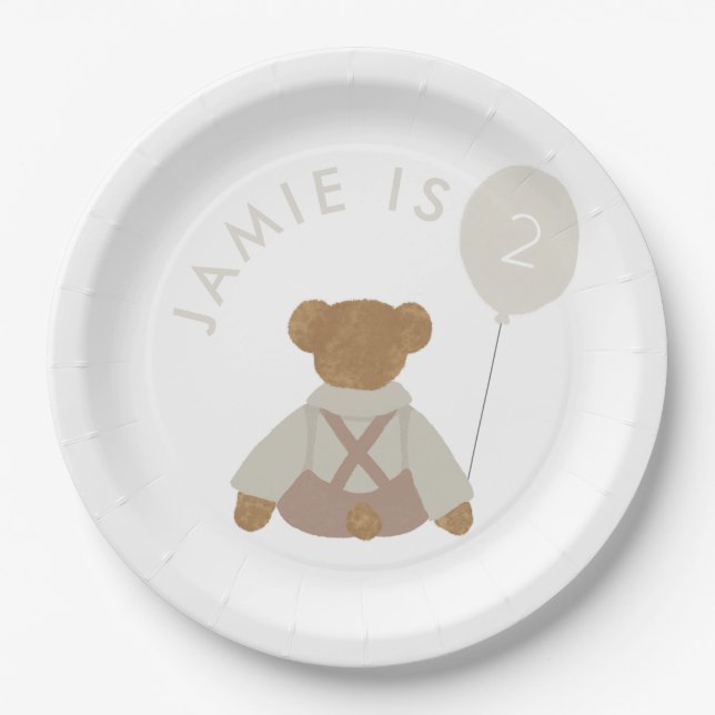 Plato De Papel Teddy Bear Picnic Baby Birday (Anverso)