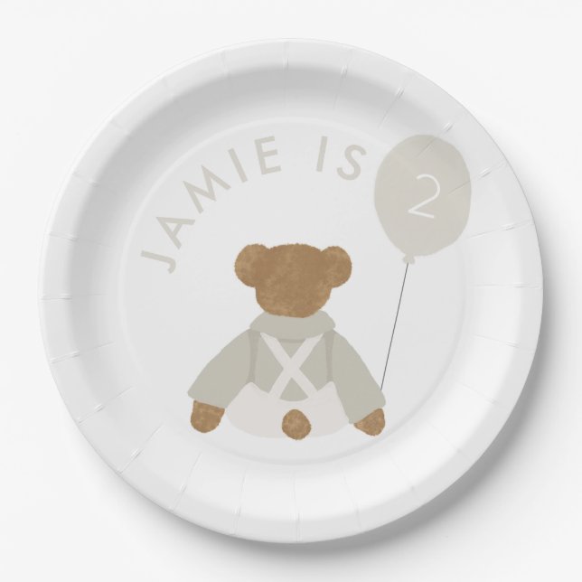 Plato De Papel Teddy Bear Picnic Baby Invite (Anverso)