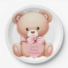 Plato De Papel Teddy Bear Pink