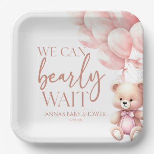 Plato De Papel Teddy Bear Pink Podemos Esperar Baby Shower