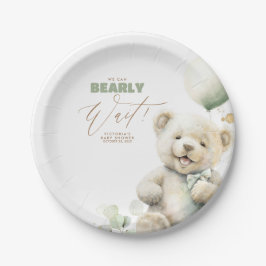 Plato De Papel Teddy Bear Podemos Esperar A Baby Shower
