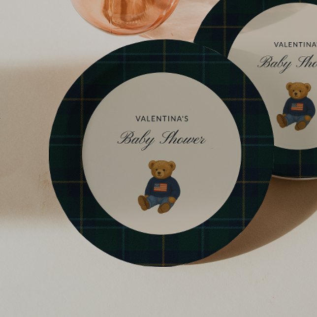 Plato De Papel Teddy Bear Polo Baby Shower Paper Plates - (Subido por el creador)