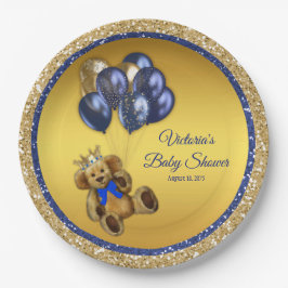 Plato De Papel Teddy Bear Prince Balloon Baby Shower