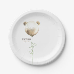 Plato De Papel Teddy Bear Purpurina de oro Globo lindo Baby Showe