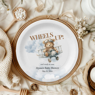 Plato De Papel Teddy Bear Ruedas Arriba Pequeño Copiloto