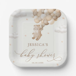 Plato De Papel Teddy Bear Sexo Neutral Baby Shower