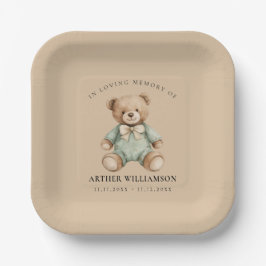 Plato De Papel Teddy Bear Watercolour Memorial Paper Plates